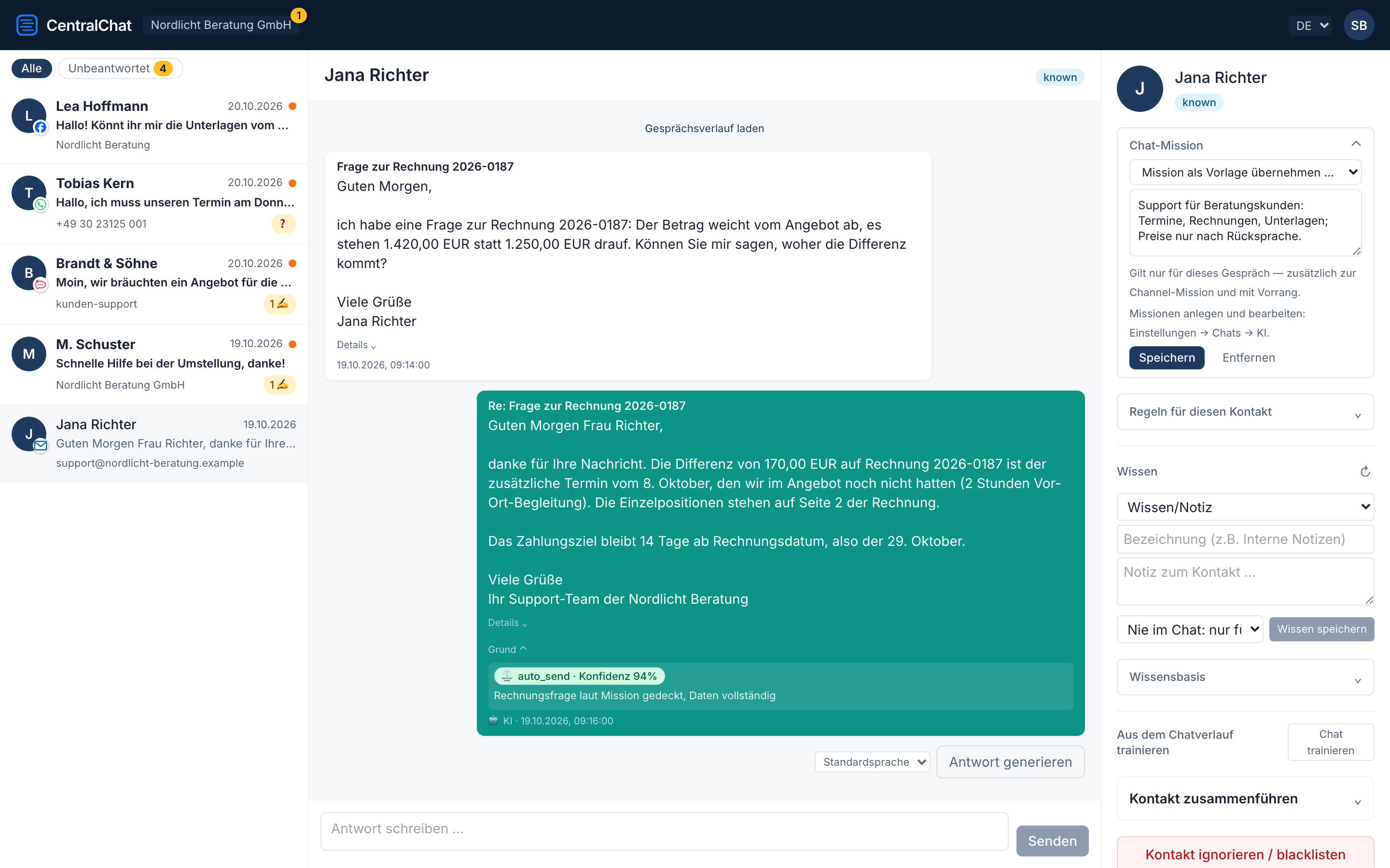 Mission card: the instructions for the agent in plain words, with templates from the workspace